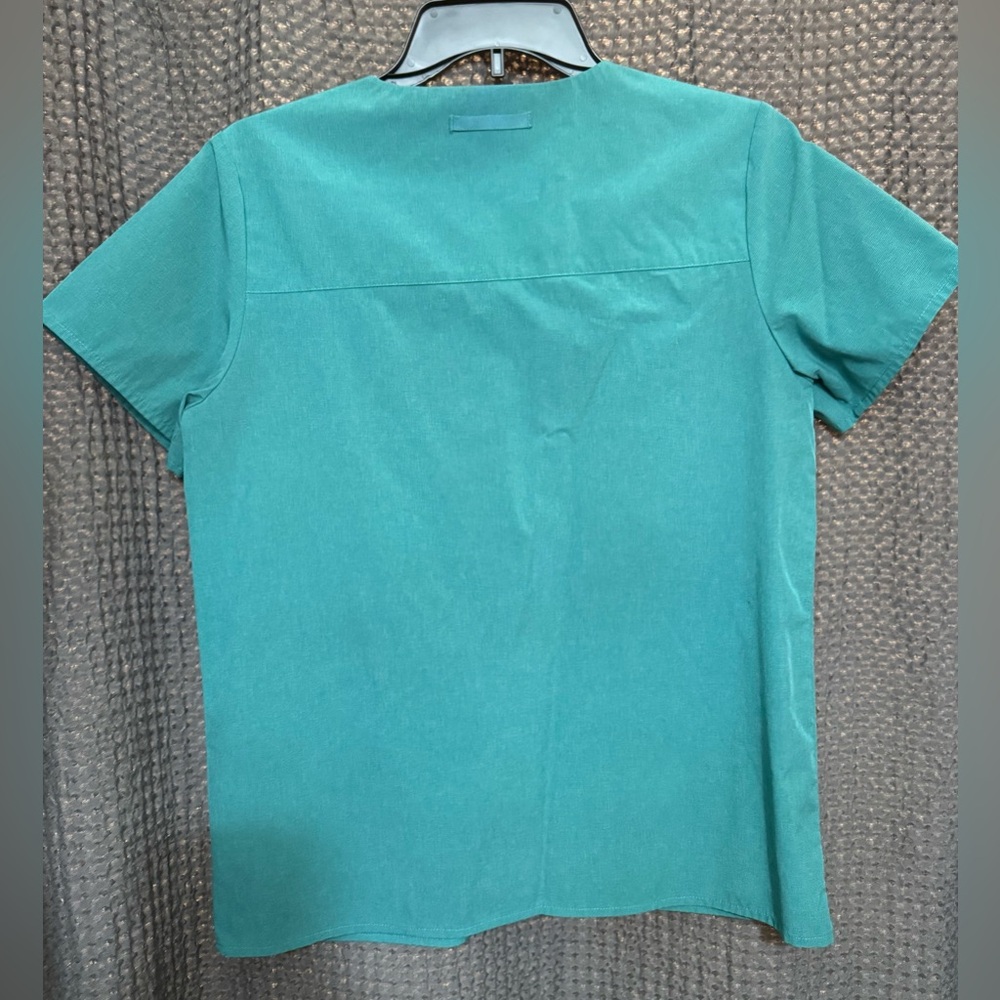 Figs Teal Track Pants & Scrub Top Set with Neon Yellow Drawstring - Picture 8 of 9